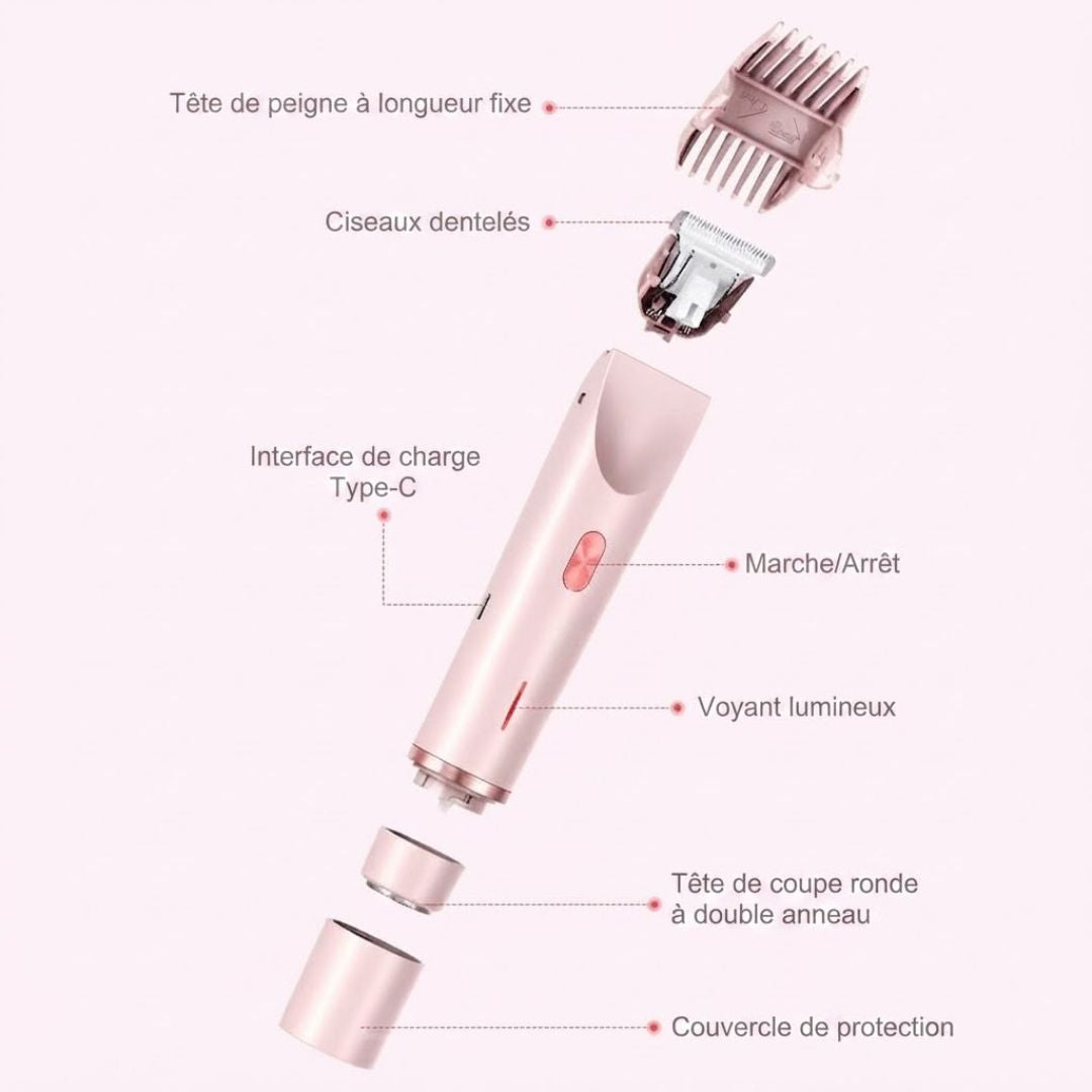 Épilation Douce , Rasoir Électrique 2-en-1 Femme – Rasoir Visage & Corps