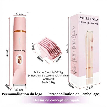 Épilation Douce , Rasoir Électrique 2-en-1 Femme – Rasoir Visage & Corps