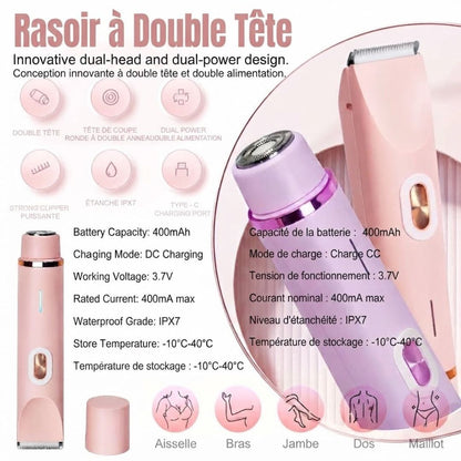 Épilation Douce , Rasoir Électrique 2-en-1 Femme – Rasoir Visage & Corps