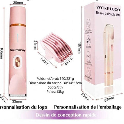 Épilation Douce , Rasoir Électrique 2-en-1 Femme – Rasoir Visage & Corps