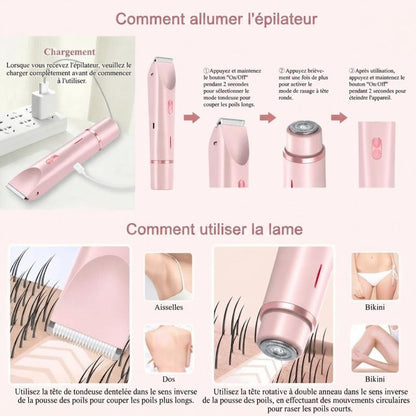 Épilation Douce , Rasoir Électrique 2-en-1 Femme – Rasoir Visage & Corps