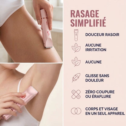 Épilation Douce , Rasoir Électrique 2-en-1 Femme – Rasoir Visage & Corps
